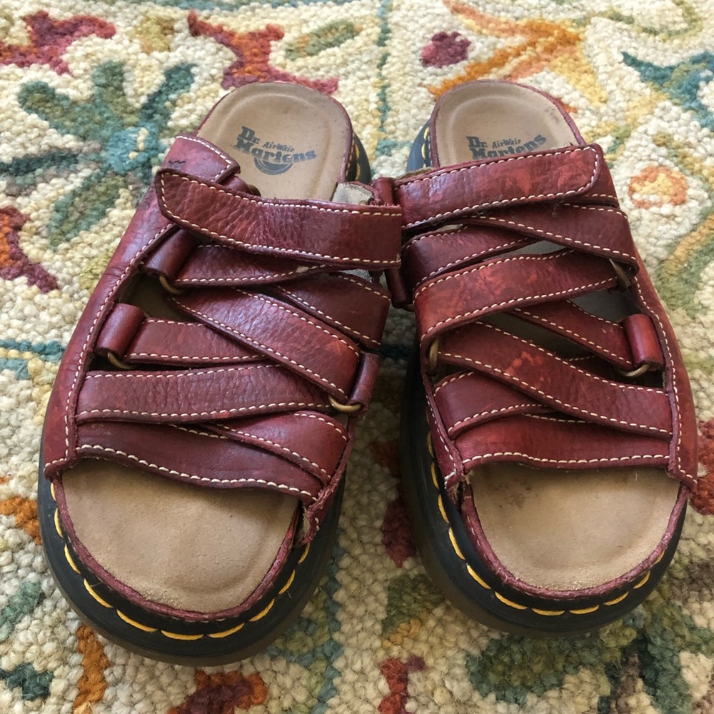 Dr.Martens red leather Velcro sandal